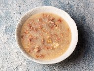 Рецепта Чорба / супа от телешки дроб с прясно мляко, сметана, лук и чесън